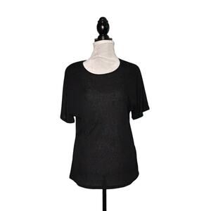 Banana Republic BR Crewneck Ribbed Short Sleeve Top Black Size XL